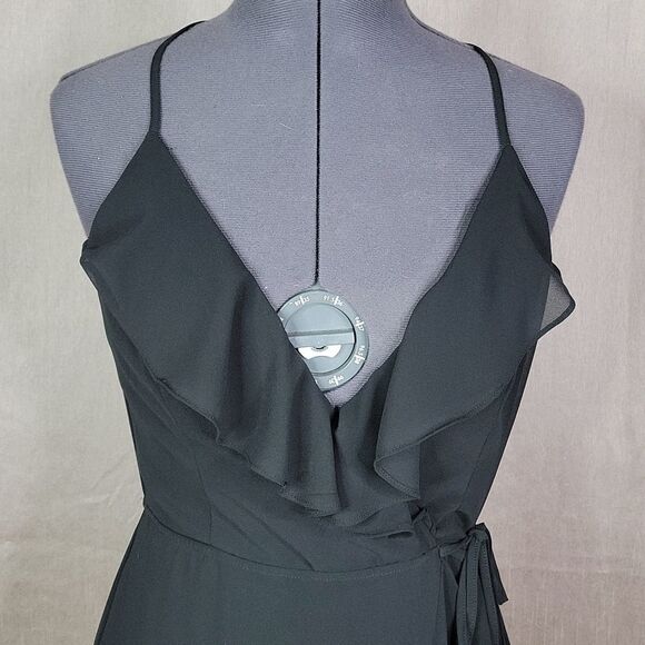 MISS AVENUE Black Plunging Neckline Ruffled Maxi‎ Dress Medium - Picture 2 of 12